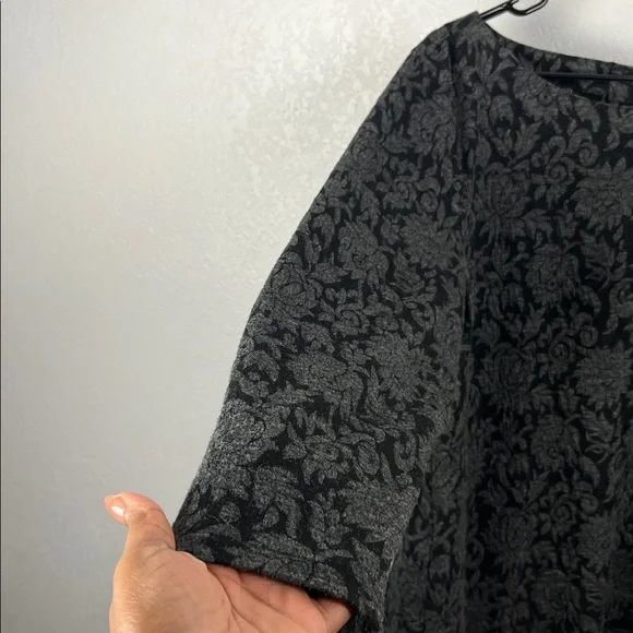 Talbots Shirt Women 3X Gray Floral Palampore Jacquard Tapestry Button Back Tunic - Picture 5 of 9